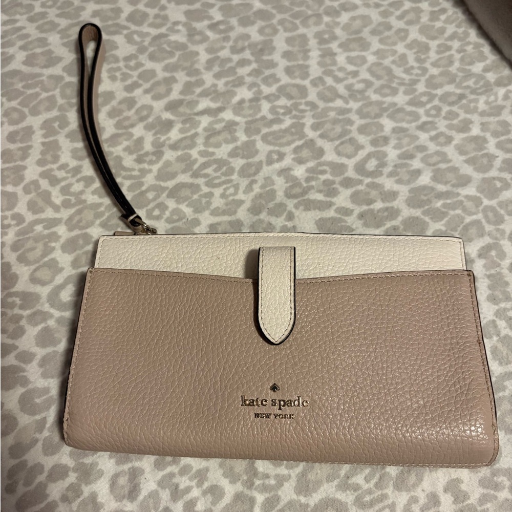 Kate Spade Taupe and Cream Wristlet